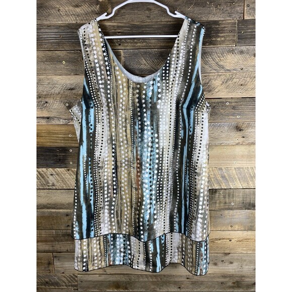 Emory Rose Women Plus Sz 4XL Striped Polka Dot Layered Sleeveless Summer Top - Picture 1 of 12